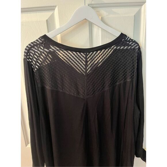 Cable & Gauge Black 3/4 Sleeve Mesh Top Tunic sz 1X NWT - Picture 6 of 8